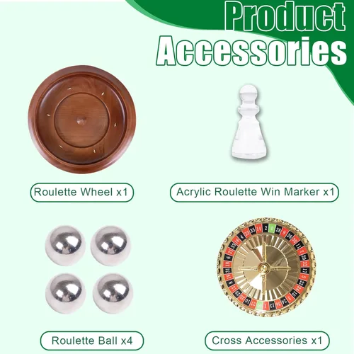 Vista 3 de Extguds Rueda de ruleta de madera de 16 pulgadas, ruleta de madera maciza hecha a mano estilo casino con 4 bolas de ruleta de metal para adultos