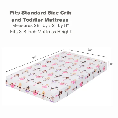 Vista 3 de Everyday Kids Paquete de 2 Sábanas Bajeras para Cuna para Niña, 100% Sábana de Bebé de Microfibra Suave y Transpirable, Se Adapta a Colchones