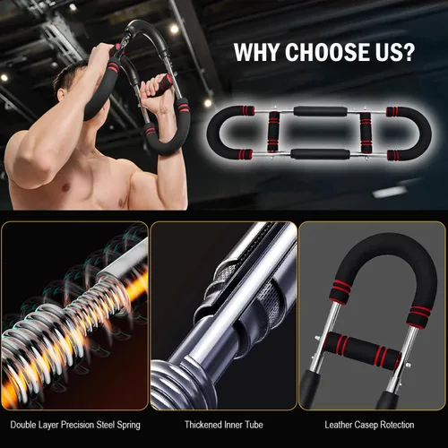 Vista 4 de Entrenador de Brazo Twister de Última Generación, Barra de Ejercicio Ajustable con Resorte de Potencia, Fortalecedor de Ejercicios de Antebrazo