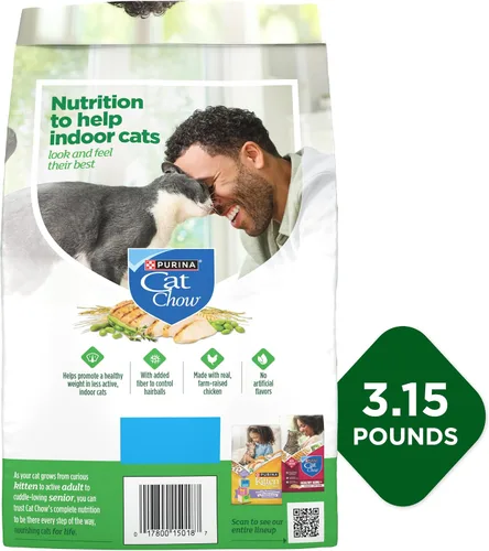 Vista 21 de Purina Cat Chow Comida seca para gatos de interior con peso saludable y control de bolas de pelo con pollo - (Paquete de 4) Bolsas de 3.15 lb