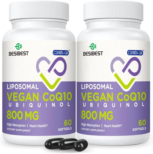 Liposomal Ubiquinol CoQ10 800 MG Softgel, suplemento de ubiquinol CoQ10 de alta absorción, coenzima activa Q10 800 mg, potente antioxidante para la