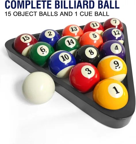Vista 2 de Juego completo de bolas de billar de 2-1/4 pulgadas, 16 bolas de resina, tamaño y peso reglamentarios, juego completo de bolas de mesa de billar