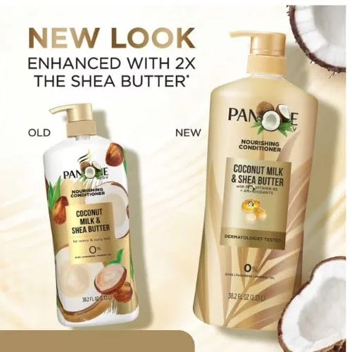 Vista 2 de Acondicionador de leche de coco y manteca de karité, 38.2 onzas líquidas, acondicionador de humedad profunda para cabello rizado, ondulado y seco