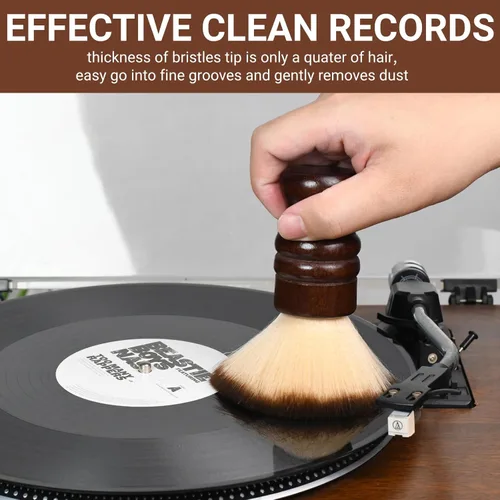 Vista 9 de Kit de limpieza de discos de vinilo 2 en 1 con cepillo para estilógrafo - Kit de limpieza de discos de vinilo antiestático suave para reproductores
