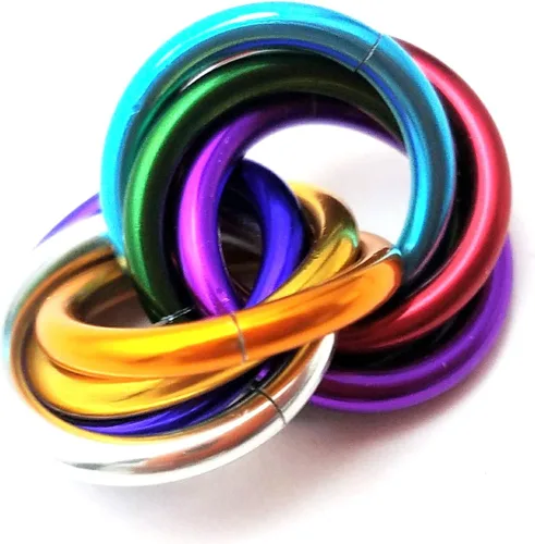 Vista 57 de Bola Fidget Möbii (MultiColor): Herramienta de juguete silenciosa para aliviar el estrés, ansiedad y estimular el ADHD para el hogar, viajes, Cromo