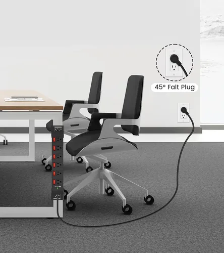 Vista 5 de Regleta de alimentación resistente, regleta de alimentación de metal de 6 salidas con interruptor individual y gestión de cables, protector