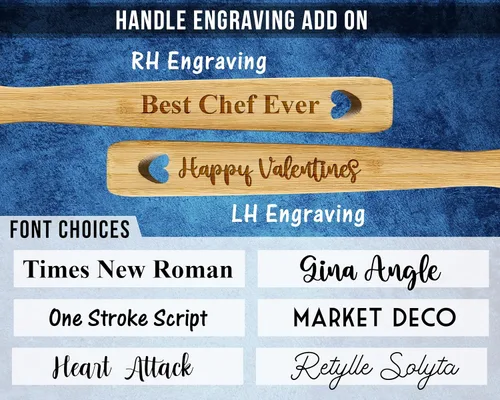 Vista 9 de Espátula de bambú de madera en forma de corazón personalizada para mujeres hombres inauguración de la casa aniversario parejas chef