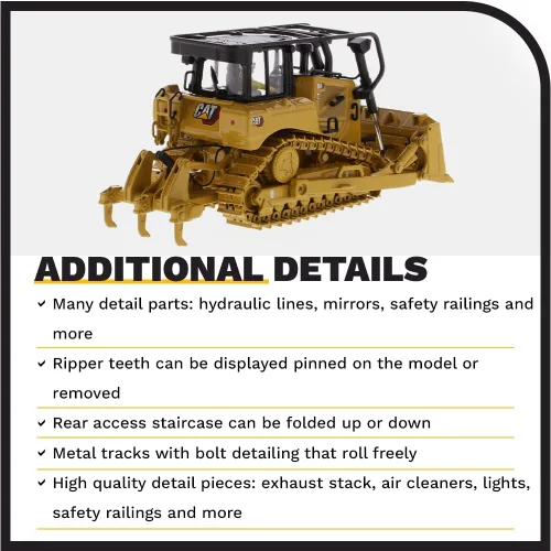 Vista 5 de Diecast Masters CAT Caterpillar D6 Tipo Tractor Bulldozer con SU Blade y Operador Línea Alta Serie 1/50 Diecast Modelo 85553