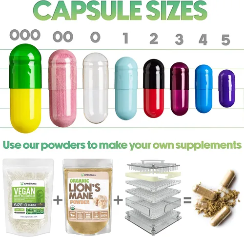 Vista 4 de XPRS Nutra Size 0 Empty Capsules - 500 Count Empty Gelatin Capsules - Empty Pill Capsules for DIY Capsule Filling - Pure Bovine Pill Capsules Empty