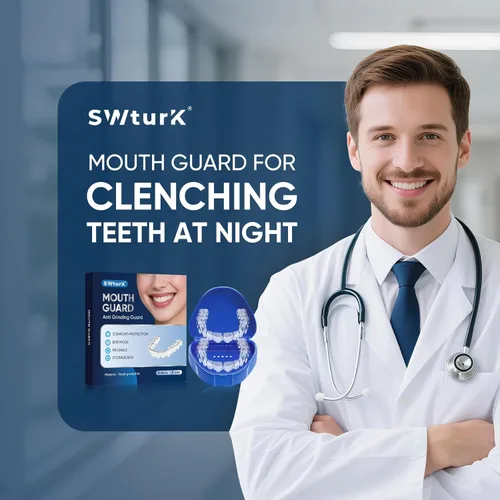 Vista 4 de Protector antimolienda, protector bucal para apretar los dientes por la noche, protector bucal para dormir, cómodo y reutilizable para adultos