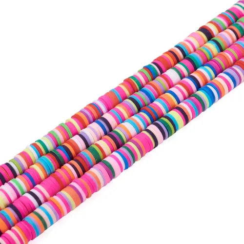 Vista 9 de Cheriswelry Cuentas espaciadoras de arcilla polimérica de disco redondo y multicolor, 10 hebras, alrededor de 3200 cuentas sueltas hechas a mano
