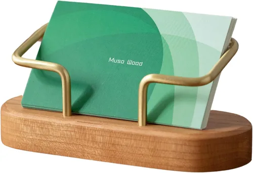 muso wood Soporte para Tarjetas de Visita para Escritorio, Exhibidor de Tarjetas de Visita Creativo de Madera para Escritorio, Soporte de Tarjetas