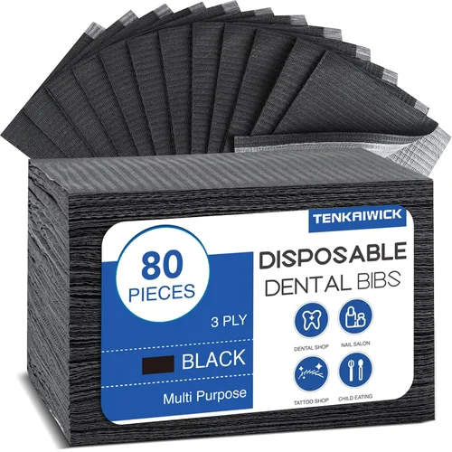 Paquete de 80 baberos dentales desechables de 13"x18", hojas de baberos para tatuajes impermeables de 3 capas para salón de uñas, clínica dental,