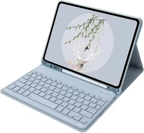 Vista 19 de Funda de teclado para Samsung Galaxy Tab A8 de 10.5 pulgadas 2022 (SM-X200/X205/X207), teclado Bluetooth inalámbrico desmontable magnético