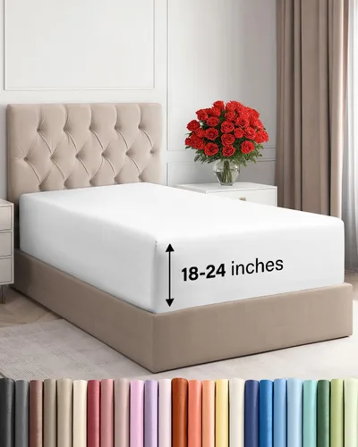 Sábana bajera extra profunda individual – Sábana bajera individual de lujo para hotel – Se adapta fácilmente a colchones de 18 a 24 pulgadas – Ultra