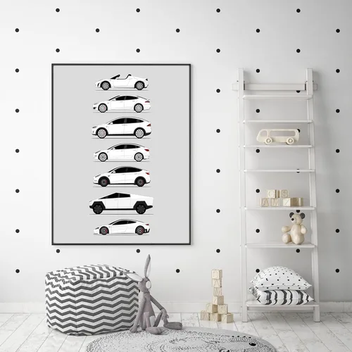Vista 41 de Custom Car Posters Póster hecho a mano compatible con Tesla Generations e impresión de Roadster, Model S, Model X, Model 3, Model Y, Cyber Truck