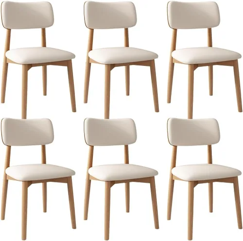 Vista 28 de YVYKFZD Solid Wood Dining Chairs, Kitchen Chairs Set with Curved Backrest, Leather Upholstered Dining Room Chair, Armless Living Room Chair, for
