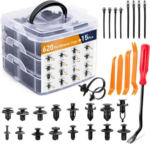 Vista 2 de GOOACC Kit de clips de retención de carrocería de automóvil (635 piezas) + kit de accesorios de protección contra salpicaduras del motor (70 piezas)