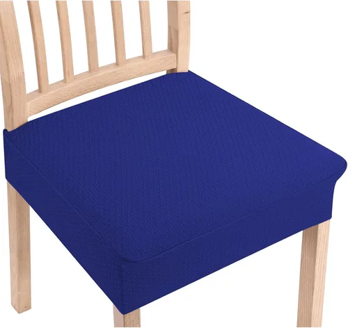 Vista 25 de Smiry Juego de 4 fundas de asiento elásticas de jacquard para sillas de comedor, extraíbles y lavables, sin fundas traseras, color gris pardo