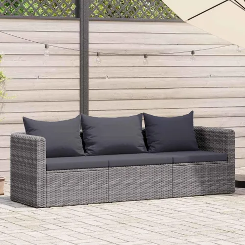 Vista 2 de vidaXL Juego de sofá de patio de 3 piezas, diseño elegante y práctico con ratán de polietileno resistente a la intemperie y marcos de acero