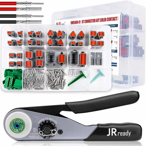 Vista 12 de JRready ST6361 Kit de conectores Deutsch, conector impermeable automotriz DTP de 2 y 4 vías, conectores macho hembra DTHD de 1 pin con herramienta