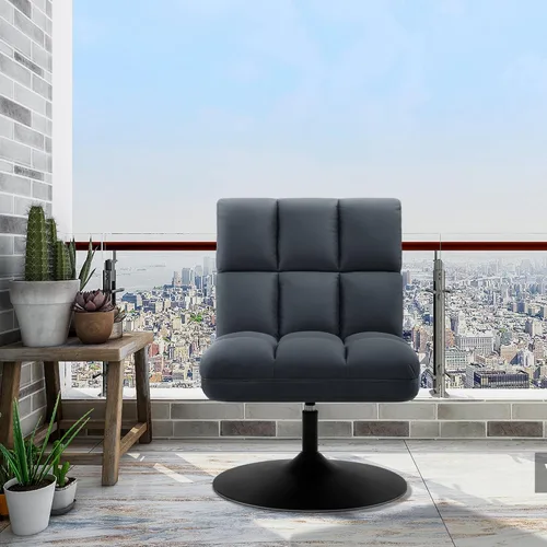 Vista 6 de MCombo Sillas decorativas giratorias, silla tapizada sin brazos con costuras sin botones, modernas sillas de ocio para sala de estar, dormitorio