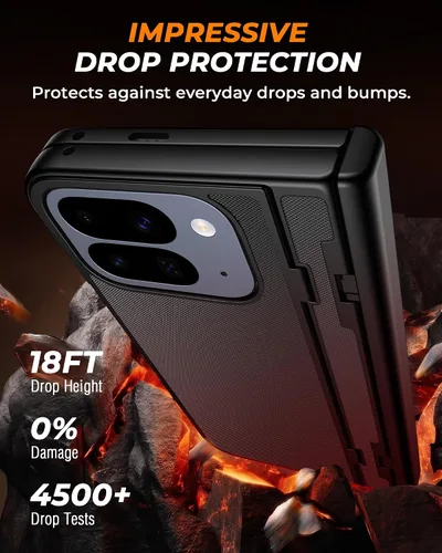 Vista 5 de Lanhiem Funda para Google Pixel 10 Pro Fold, protector de pantalla integrado, protección completa de bisagra, cubierta a prueba de golpes con Negro