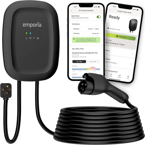 EMPORIA Cargador EV de nivel 2 – NEMA 14-50 EVSE con cargador J1772 – 48 amperios EV nivel 2, estación de carga de vehículos eléctricos habilitada