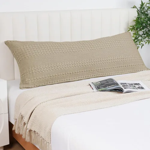 Vista 78 de PHF Fundas de almohada con tejido de gofre de 24" x 24", paquete de 2, funda de almohada cuadrada 100% algodón para decoración de ropa de cama, sin