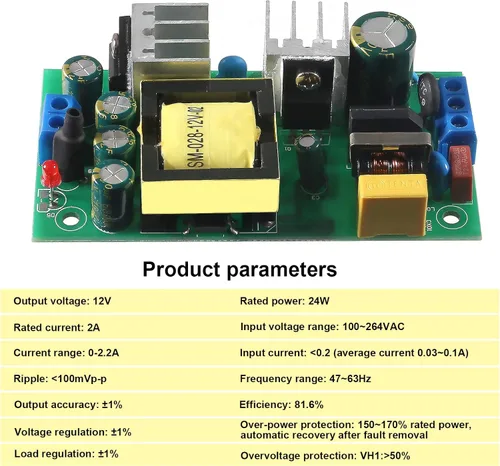 Vista 2 de Módulo de fuente de alimentación de precisión de CA a CC 12V 2A, CA 110V 100V-264V a 12V 2A 2000mA módulo reductor aislado (1PCS)