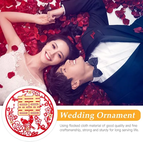 Vista 6 de NUOBESTY 3 calcomanías de boda chinas, suministros de decoración de boda tradicionales, adornos de decoración de platos de frutas y ropa de cama