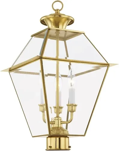 Vista 4 de Livex Lighting 2384-91 - Farol transitorio de tres luces post-top de Westover Collection en Pwt, Nckl, B/S, Slvr. acabado, 12.00 pulgadas