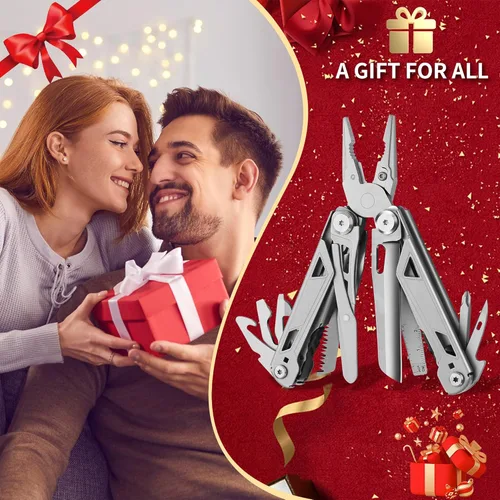 Vista 9 de POXIMO Multiherramienta 17 en 1, regalos para hombres, papá, él, alicates multiherramientas, kits de herramientas EDC, rellenos de calcetines