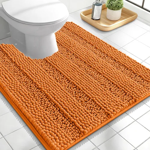 Vista 159 de OLANLY Alfombras de Baño Gruesas de 47 x 20 pulgadas, Extra Suaves Absorbentes de Chenilla a Rayas, Respaldo de Goma, Lavables y Secables a Máquina