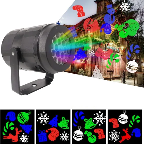Luces de proyector de Navidad, interior/exterior, 12 patrones, proyector LED de copo de nieve, decoraciones de Navidad para fiestas de Navidad,