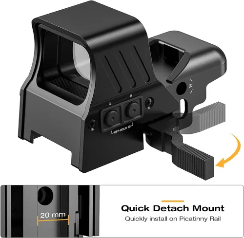 Vista 4 de MidTen 1X22X33 Red Green Dot Sight 4 Reticles Reflex Sight Quick Detach Mount 20mm Rail