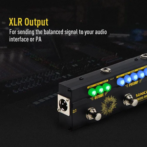 Vista 4 de SONICAKE Pedales de efectos de bajo Multiefecto Preamp Compresor Boost Fuzz Octave Pedal multiefecto Boom Ave con FX Loop