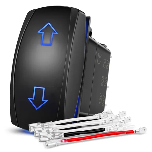 Nilight - Interruptor basculante momentáneo con polaridad inversa y motor de flechas DPDT de 20 A, 12V, 24V, 7 pines (ON), apagado (ON), de palanca,