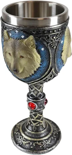 Vista 5 de Ebros Gift Alpha Grey Wolf Celtic Magic - Taza de cáliz de vino de 7 onzas, lobos de Timberwolf Direwolves, paquete de lobos para cocina, fiesta