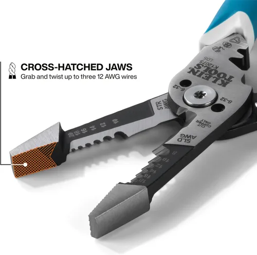 Vista 6 de Klein Tools K12075 Pelacables resistente, diseño forjado delgado, herramienta de pelado de cables de apertura automática, alicates eléctricos