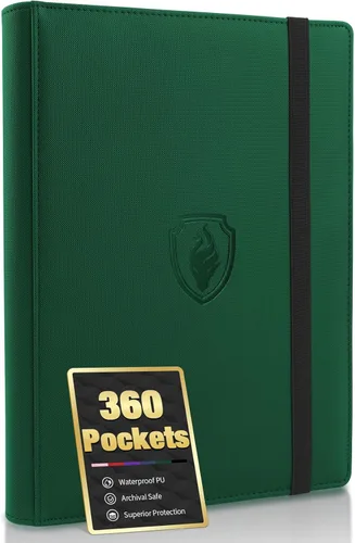Vista 18 de Carpeta de tarjetas prémium con 9 bolsillos para 360 tarjetas, carpeta de tarjetas coleccionables de poliuretano resistente, álbum de colección
