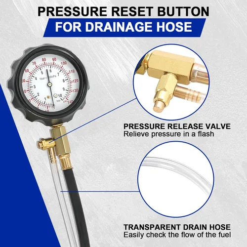 Vista 5 de DASBET 0-140PSI Inyector de Combustible Bomba de Inyección Probador de Presión Kit de Medidor de Herramientas para Co