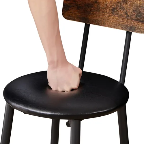 Vista 13 de Anwick Juego de mesa de bar y sillas de 3 piezas para pub y 2 taburetes con respaldo, juego de mesa auxiliar de desayuno para espacios pequeños gris