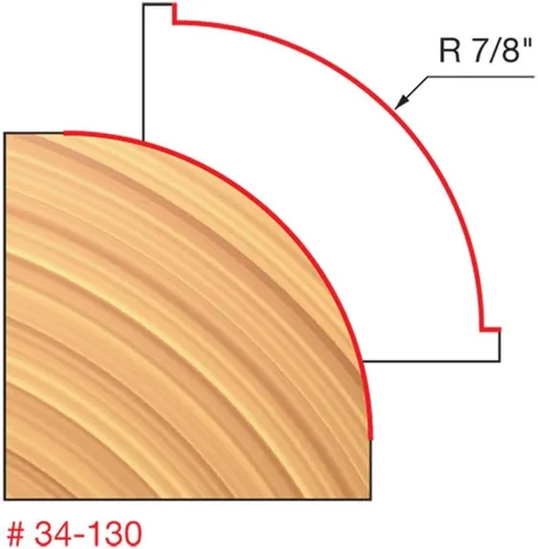 Vista 2 de Broca para redondeo en rebajadora 34-100 de Freud, 116 pulgada de radios y vástago de 14 pulgada