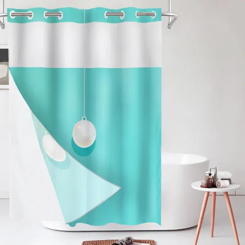 Vista 28 de Shrahala Father and Child Embracing No Hooks Shower Curtain with Snap in Liner Set, Tender Moment Captured Bathroom Décor Polyester Fiber Waterproof