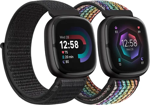 Vista 14 de Correas de nailon compatibles con Fitbit Versa 4/Sense 2/Versa 3/Fitbit Sense, correa de repuesto ajustable deportiva suave transpirable