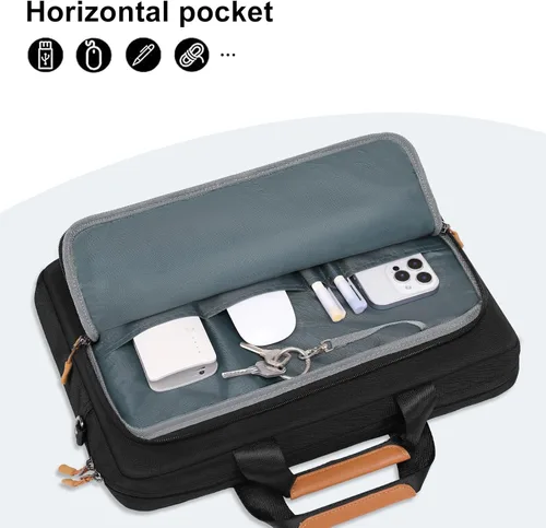 Vista 6 de MOSISO Laptop Shoulder Messenger Bag, Computer Bag, Briefcase with Front Rectangle&Horizontal Pockets&Belt