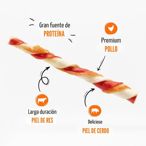 Vista 4 de Good 'n' Fun Giros de triple sabor para todos los perros, 70 unidades, trata a tu perro con masticables de larga duración hechos con piel de res