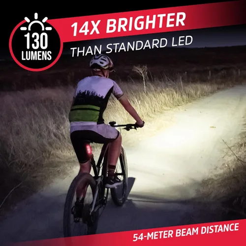 Vista 2 de Energizer - Luz de bicicleta de 130 lúmenes, resistente a la intemperie para bicicletas, baterías incluidas