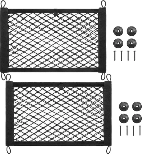 Vista 8 de Red de carga mejorada para almacenamiento de cascos de motocicleta, red elástica de doble capa de alta elasticidad de 11 x 9.8 pulgadas